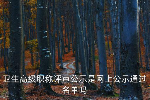 衛生高級職稱評審公示是網上公示通過名單嗎