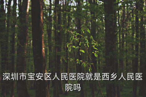 深圳寶安人民醫院，深圳市寶安區人民醫院就是西鄉人民醫院嗎