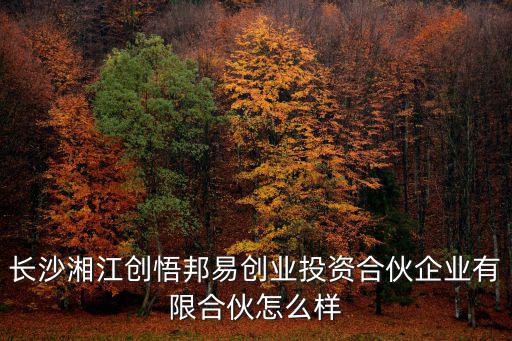 長沙湘江創悟邦易創業投資合伙企業有限合伙怎么樣