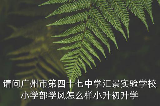 請問廣州市第四十七中學匯景實驗學校小學部學風怎么樣小升初升學