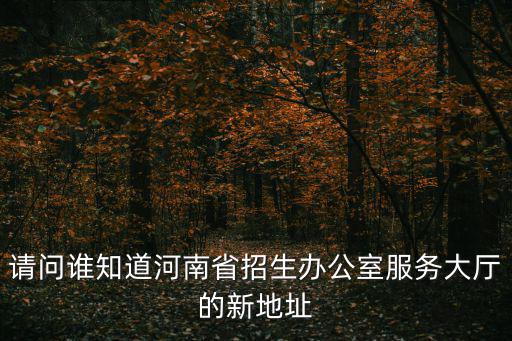 河南省招生辦公室考生服務(wù)平臺，請問誰知道河南省招生辦公室服務(wù)大廳的新地址