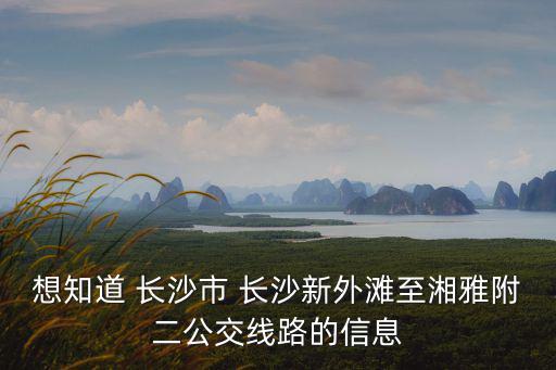 想知道 長(zhǎng)沙市 長(zhǎng)沙新外灘至湘雅附二公交線(xiàn)路的信息