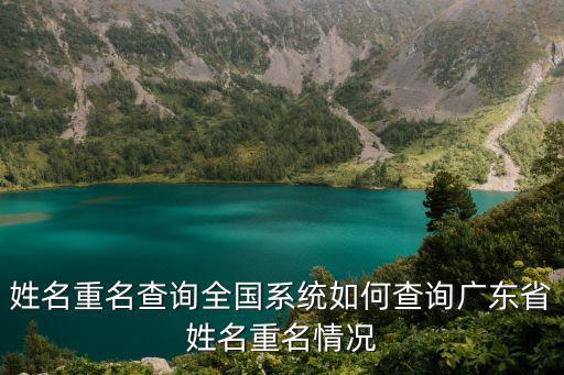 姓名重名查詢全國系統如何查詢廣東省姓名重名情況