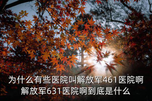 為什么有些醫院叫解放軍461醫院啊解放軍631醫院啊到底是什么