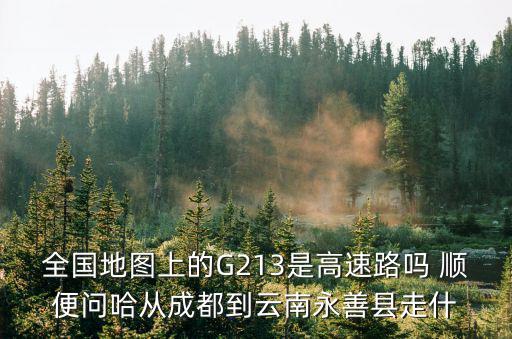g213，全國地圖上的G213是高速路嗎 順便問哈從成都到云南永善縣走什