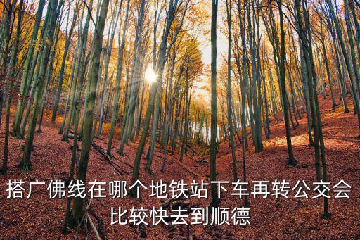 搭廣佛線在哪個地鐵站下車再轉公交會比較快去到順德