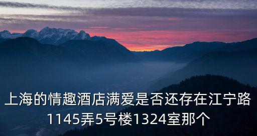 情趣主題酒店，上海的情趣酒店滿愛是否還存在江寧路1145弄5號樓1324室那個