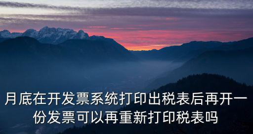 月底在開發(fā)票系統(tǒng)打印出稅表后再開一份發(fā)票可以再重新打印稅表嗎