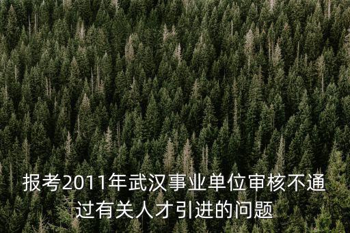 報考2011年武漢事業單位審核不通過有關人才引進的問題