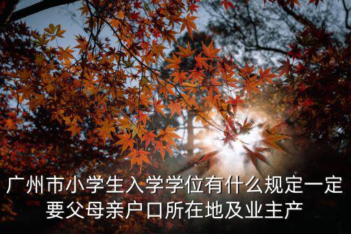 廣州小學入學條件，廣州市小學生入學學位有什么規(guī)定一定要父母親戶口所在地及業(yè)主產
