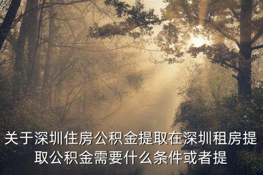 關于深圳住房公積金提取在深圳租房提取公積金需要什么條件或者提