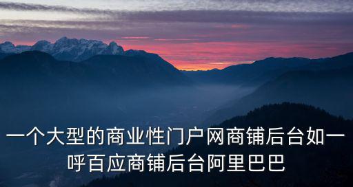 一個大型的商業性門戶網商鋪后臺如一呼百應商鋪后臺阿里巴巴