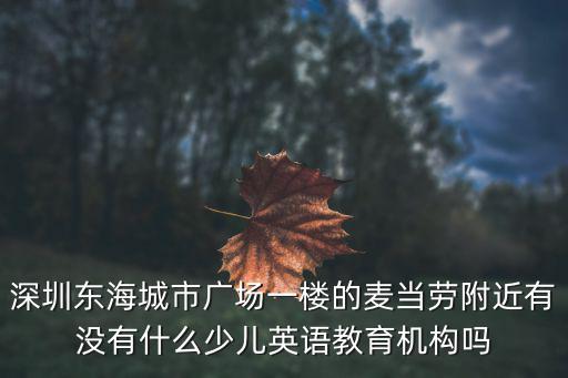 深圳東海城市廣場一樓的麥當(dāng)勞附近有沒有什么少兒英語教育機構(gòu)嗎
