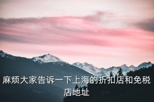 麻煩大家告訴一下上海的折扣店和免稅店地址