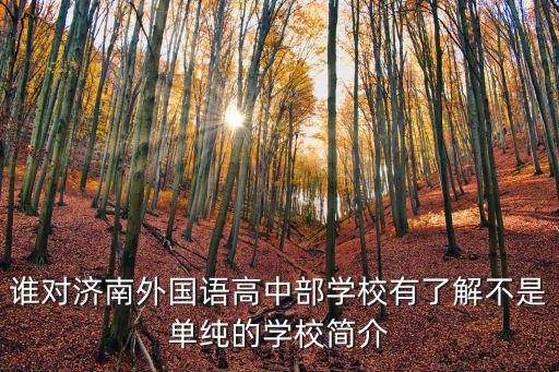 誰對濟南外國語高中部學校有了解不是單純的學校簡介