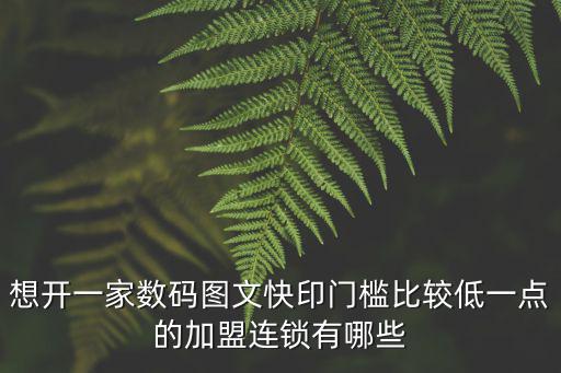 想開一家數碼圖文快印門檻比較低一點的加盟連鎖有哪些