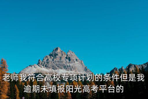 老師我符合高校專項計劃的條件但是我逾期未填報陽光高考平臺的
