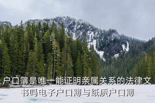 電子戶口本，紙質戶口簿是唯一原件嗎電子版戶口簿不是原件嗎