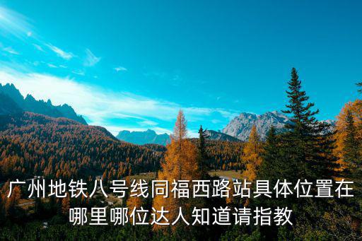 廣州地鐵八號(hào)線同福西路站具體位置在哪里哪位達(dá)人知道請(qǐng)指教
