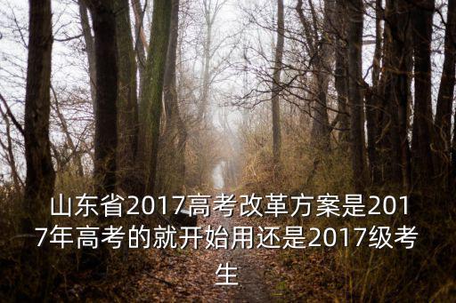 山東高考改革，山東省2017高考改革方案是2017年高考的就開始用還是2017級考生