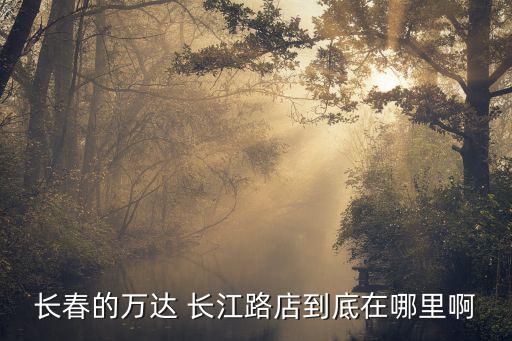 長春的萬達 長江路店到底在哪里啊
