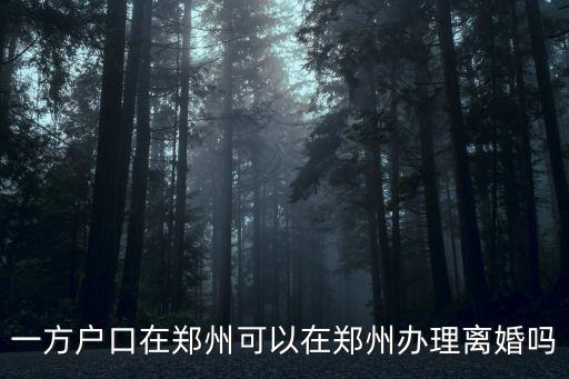 一方戶口在鄭州可以在鄭州辦理離婚嗎