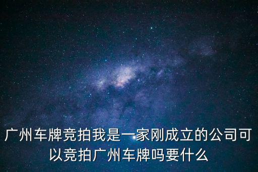 廣州車(chē)牌競(jìng)拍我是一家剛成立的公司可以競(jìng)拍廣州車(chē)牌嗎要什么