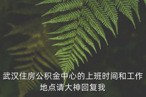 武漢住房公積金中心的上班時間和工作地點請大神回復我