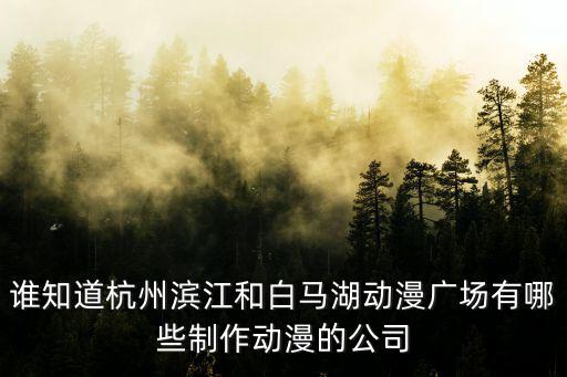 白馬湖動漫廣場，誰知道杭州濱江和白馬湖動漫廣場有哪些制作動漫的公司