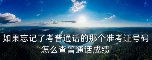 如果忘記了考普通話的那個(gè)準(zhǔn)考證號(hào)碼怎么查普通話成績(jī)
