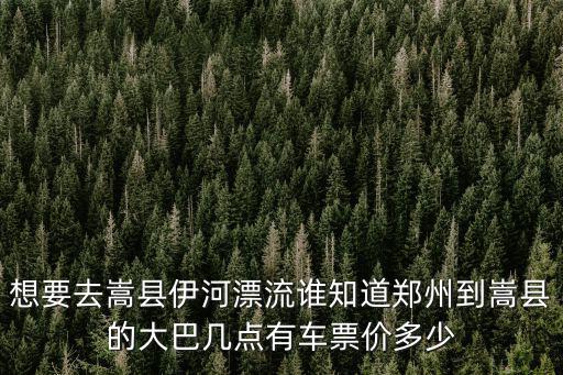 想要去嵩縣伊河漂流誰知道鄭州到嵩縣的大巴幾點有車票價多少