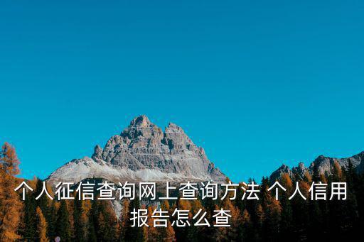 個人征信查詢網上查詢方法 個人信用報告怎么查