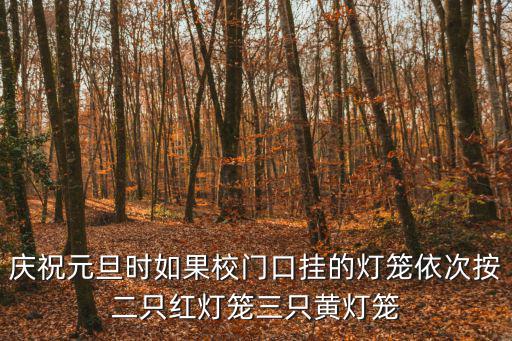 元旦花燈，慶祝元旦時如果校門口掛的燈籠依次按二只紅燈籠三只黃燈籠