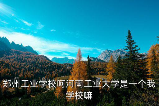 鄭州工業學校呵河南工業大學是一個我學校嘛