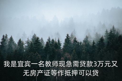 我是宜賓一名教師現(xiàn)急需貸款3萬元又無房產證等作抵押可以貸