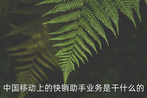 快銷，中國(guó)移動(dòng)上的快銷助手業(yè)務(wù)是干什么的