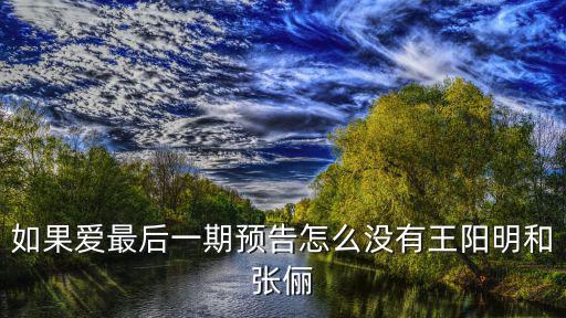 如果愛最后一期預告怎么沒有王陽明和張儷