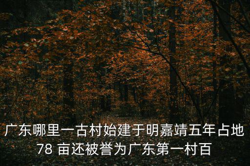 廣東哪里一古村始建于明嘉靖五年占地78 畝還被譽為廣東第一村百