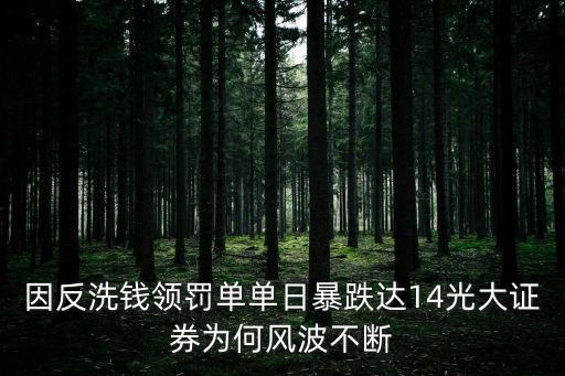 因反洗錢領罰單單日暴跌達14光大證券為何風波不斷