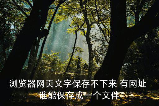 zspt，瀏覽器網(wǎng)頁文字保存不下來 有網(wǎng)址 誰能保存成一個文件