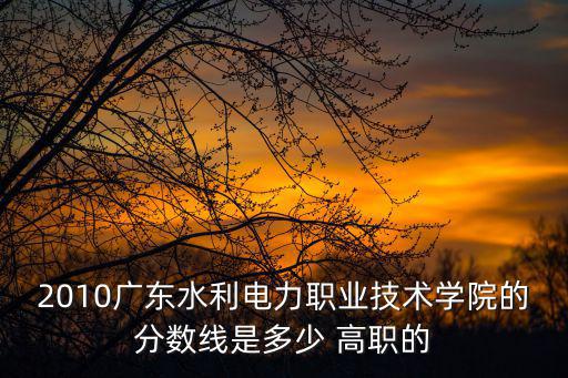 2010廣東水利電力職業技術學院的分數線是多少 高職的