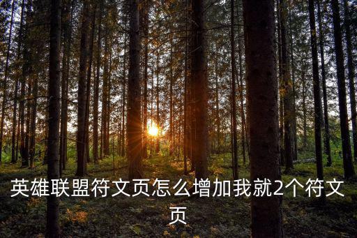英雄聯(lián)盟符文頁(yè)怎么增加我就2個(gè)符文頁(yè)