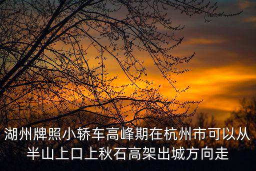湖州牌照小轎車高峰期在杭州市可以從半山上口上秋石高架出城方向走