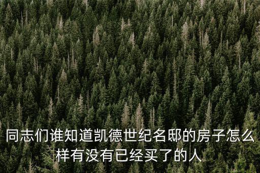 同志們誰知道凱德世紀名邸的房子怎么樣有沒有已經買了的人