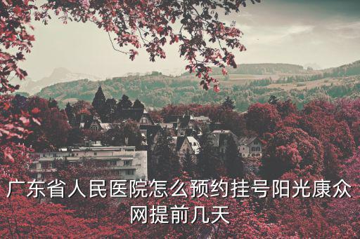 廣東省人民醫院怎么預約掛號陽光康眾網提前幾天