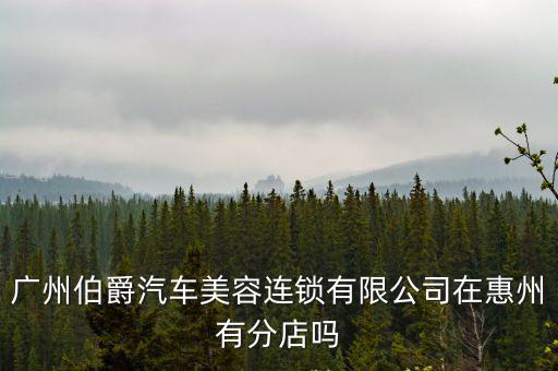 汽車美容公司，廣州伯爵汽車美容連鎖有限公司在惠州有分店嗎