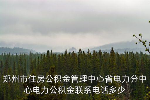 鄭州市住房公積金管理中心省電力分中心電力公積金聯系電話多少