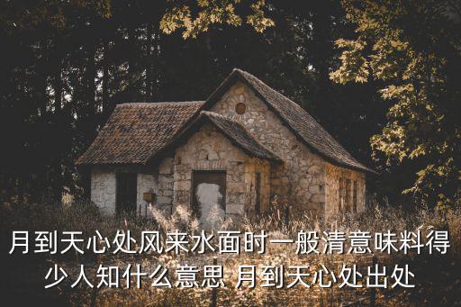 月到天心處風來水面時一般清意味料得少人知什么意思 月到天心處出處