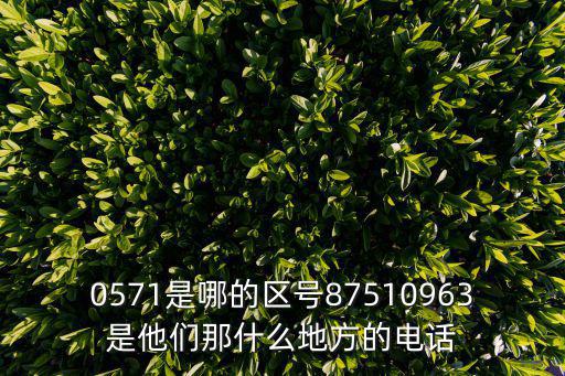 0571是哪的區號87510963是他們那什么地方的電話