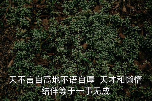 天不言自高地不語自厚  天才和懶惰結伴等于一事無成